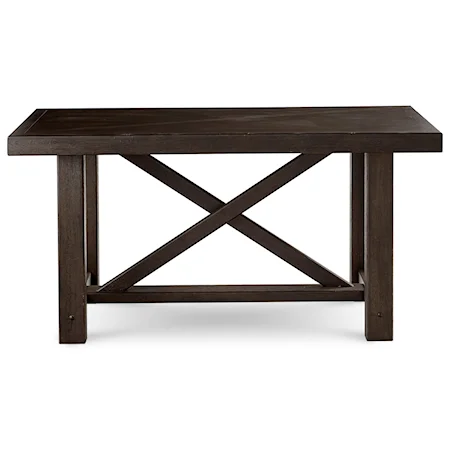 Rustic Publican's Gathering Table with Hickory Veneers & Trestle Base